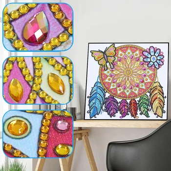 5D DIY Speciale în Formă de Burghiu cu Diamant Pictura Fluture Dreamcatcher Mozaic Kit Stras Desen Imagine Decor Acasă de Artă Craf