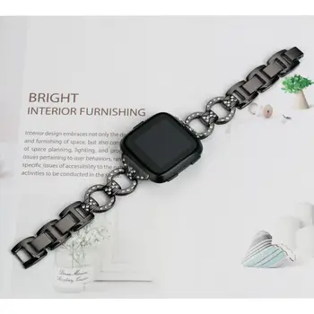 Diamant Curea Pentru Fitbit-Versa 2 brățară din oțel inoxidabil curea din metal Femei watchband pentru fitbit versa2 / versa / versa lite