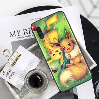 Pokemon Pikachu Drăguț Caz de Telefon Pentru Samsung A90 A80 A70S A60 A50S A30S A40 A2 Core A20E A20S A30 A10S Capac Negru