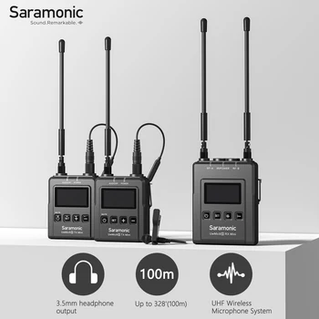 Saramonic Uwmic9s Mini 96 Canal UHF Wireless Lavaliera Microfon pentru Camera foto DSLR camere Video Live Streaming pe Youtube Înregistrarea