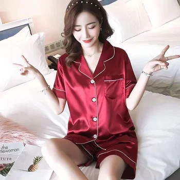 Matase de gheață Pijamale Fete Set de Două Piese de Vară cu mâneci Scurte Subțire Dulce Versiunea coreeană de Mătase Serviciu Acasă Costum de Uzura de Somn