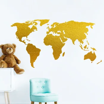 Creative Aur Hartă A Lumii Autocolante De Perete Continent Placa Copil Camera Pentru Copii Decor