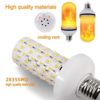 Cele mai recente E27 LED flacăra becului de Foc E14 bec de Porumb Pâlpâie LED-lumina Dinamica cu efect de flacără 3W 5W 9W 85V-265V pentru iluminat acasă