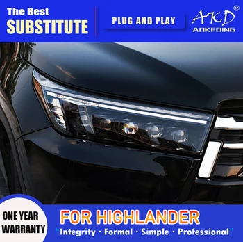 AKD Lampă de Cap pentru Toyota Highlander Faruri LED 2018-2021 Faruri DRL Semnalizare faza lungă Angel Eye Proiector Lentilă