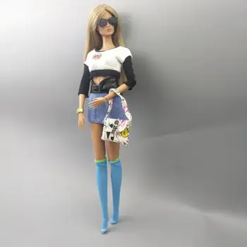 Cosplay 1/6 BJD Accesorii Pentru Papusa Barbie Haine Haine Set Sacou Haina Tricou Pantaloni Fusta Sac de Ochelari 11.5
