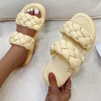 2021 Mână-țesute de Femei Papuci de Vară de Moda Doamnelor Sandale Platforma Confortabil Pantofi de Plaja si slapi Femei Slide-uri