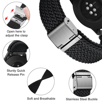 Curea 20mm 22mm Pentru Samsung Galaxy Watch 4/classic 3/Activ 2/46mm/42mm Reglabile Elastice din Nylon Bratara Huawei GT/2E/Pro Band