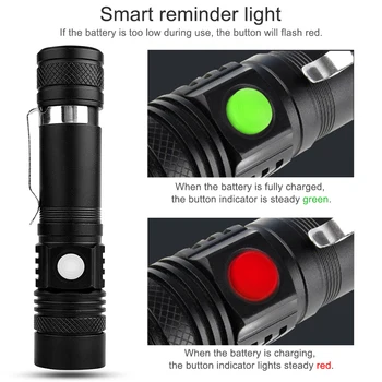 Puternic Lanterna Led-uri USB Utilizarea Reîncărcabilă 18650 Baterie Zoom Lanterna T6 LED-uri Lampă de Mână cu Lumina Flash Pentru Camping, Drumeții Lucru