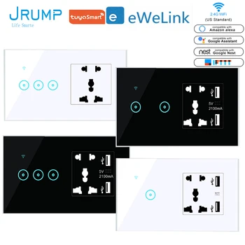 JRUMP Smart Touch Comuta Vocea Comutator de Control Cu marea BRITANIE Inteligent de Putere și 2 USB 5 Gaura Priza de Muncă Alexa Ecou de Start Google