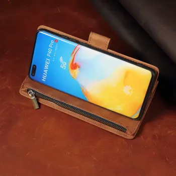 De lux din Piele Portofel Pentru Samsung Galaxy A71 5G SM-A716U Caz Magnetic, cu Fermoar pentru Portofel Mobil Retro Wallet Flip Card Capacul suportului