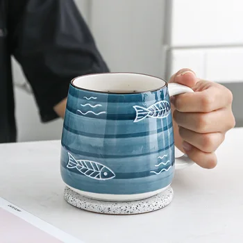 500Ml Mână Pictat Cani Ceramice Underglaze Culoare Cana de Cafea de Birou Ceașca de ceai micul Dejun Lapte cu Cana Cadou Creativ Bucătărie Drinkware