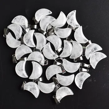 Moda calitate top seller naturale alb cristal semiluna forma farmece pandantive pentru a face bijuterii en-Gros 50pcs/lot