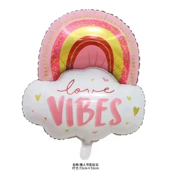 De Ziua Îndrăgostiților nou Curcubeu, Nori Roz Pahar de Vin dintr-O bucata I LOVE U Balon Mărturisire Șir Inima Balon din Folie de Aluminiu