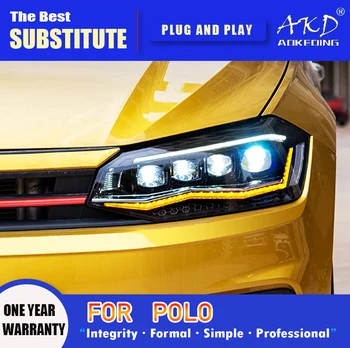 AKD Lampă de Cap pentru VW POLO Faruri LED 2019-2020 Faruri POLO DRL Semnalizare faza lungă Angel Eye Proiector Lentilă