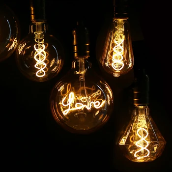 Retro LED Filament Bec Spirala de Lumina E27 A60 T45 ST64 T185 G80 G95 G125 4W Decor de Iluminat Retro Vintage Edison Lampă cu LED-uri