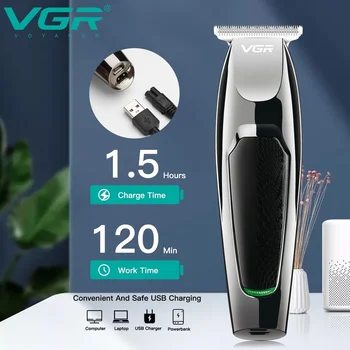 VGR V030 Profesional rezistent la apa de Tuns Display Bărbați Tuns Intretinere Zgomot Redus Clipper Titan Lama Ceramica Adult