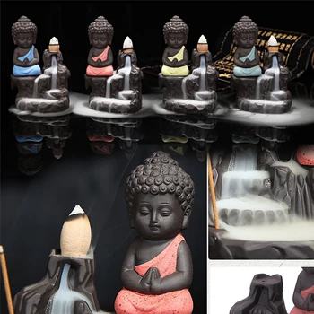 Ceramica Călugăr De Fum Retur Arzător De Tămâie Stick Titularul Maitreya Buddha Statuie De Porțelan Cascada Cădelniță De Decor Acasă