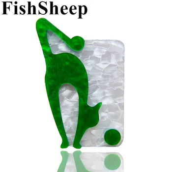 FishSheep Verde Fox Brosa Pentru Femei Și Bărbați Drăguț Plastic Geometrice Animal Ace Și Broșe Insigna Moda Bijuterii Brosa Cadou