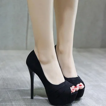 2022 Noi Femeile Pompe tocuri Negru, de Mare 12cm Doamna din piele de Brevet cu o Grosime de Toamnă a Subliniat Singură Pantofi pentru Femeie Sandale Mare 34-40