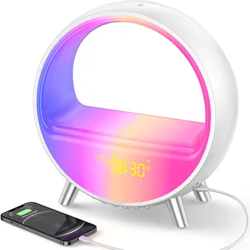 RGB 9 Culori Inteligent Ceas cu Alarmă Lumina de Noapte WiFi Trezi Lumina Răsărit/Apus de soare Cu Alexa Google Desktop Acasă Bluetooth Speaker 20