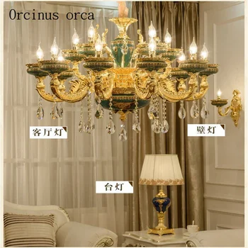 European stil retro de lux ceramice candelabru living lampă de cristal sufragerie, dormitor franceză villa candelabre din sticlă