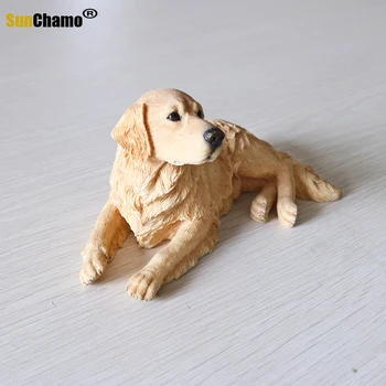 Golden Retriever Minte Postura de Simulare de Animale Câine Model de Masina de Casa de Bijuterii Artizanat Miniaturi, Figurine Decor Meserii