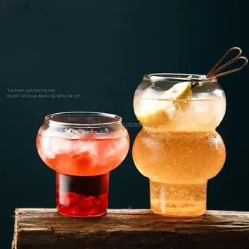 300/520ml Cana de Cafea de uz Casnic Transparent Whisky, Vin, Iaurt Desert Cupa de Sticla Bar Acasă Drinkware Tărtăcuță Forma Pahar de Cocktail