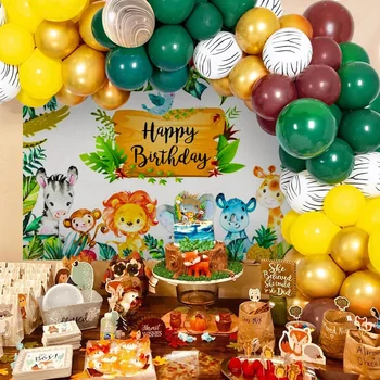 Safari junglă Sălbatică Petrecere Decoratiuni pentru Copii Băiat de 1 An Fata de Ziua Fundal Balon Decor Copil de Dus Provizii