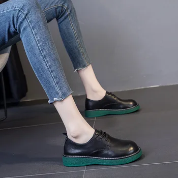 ZXRYXGS de Sus piele de Vacă Femei din Piele Pantofi Pantofi Plat Femeie Nou Trend Pantofi 2022 Toamna Stil Britanic Purta Confort Apartamente