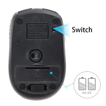 Mouse Optic Wireless 2.4 G cu Acumulator, cu USB 2.0 Receptor 1600 DPI Reglabil 3 Nivele pentru Laptop PC cu Windows 10 raton ordenador
