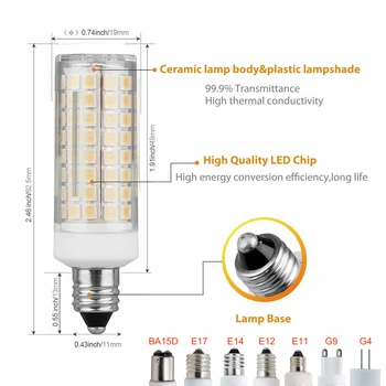 Estompat Lumini LED Mini 102 Led-uri de Porumb Becuri G4 G9 BA15D E11 E12 E14 E17 9W Înlocui 80W Lămpi cu Halogen 220V 110V pentru Casa