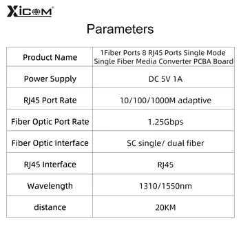 Gigabit Fiber Optic Media Converter PCBA Placa 10/100/1000M Ethernet Optic Comutator SC Single Mode 20KM placa de metrou comutator fibra
