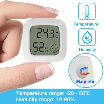 1 BUC LCD Digital Termometru Higrometru Senzor de Umiditate Metru Mini Termometru Interioară Temperatura Cu Fata Zambitoare de Afișare