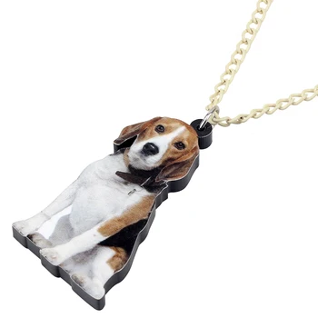 WEVENI Acrilice Câine Beagle Colier Pandantiv Lanț Guler Cravată de Desene animate de Animale de Bijuterii Pentru Femei, Fete Iubitorii de animale de Companie Cadouri en-Gros