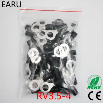 RV3.5-4 Negru Inel izolat terminal 100BUC/Pachet costum de 2,5-4mm2 cablu Sertizare Terminale de Cablu Conector de Sârmă RV3-4 14-12AWG RV