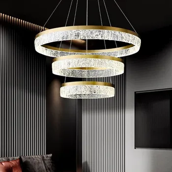 Nordic Designer Candelabru Inel de Rășină Textura Abajur Lux de Lumină Moderne, Vila, Duplex, Living Sufragerie Dormitor Lampă de Plafon