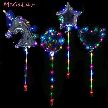 20inch Rotund Unicorn Stea Inima Luminos de Lumină Led, Balon Cu Stick Decor Nunta Petrecere de Ziua Consumabile Balon Clar Ballon