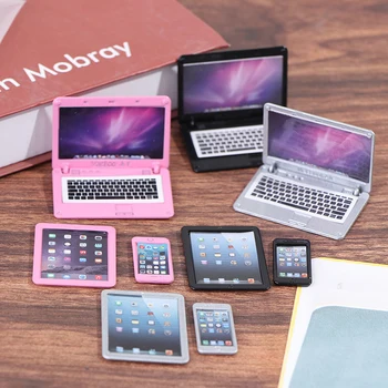 3Pcs/Set Simulare Mini Laptop, Tabletă, telefon Mobil casă de Păpuși în Miniatură 1:12 Aliaj Meserii casă de Păpuși Decor DIY Accesorii