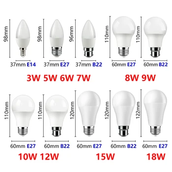 Fabrica de promovare bec LED lampă lumânare lampa 3W 220V-18W E27 E14 B22 lumen mare lumina alb cald pentru bucatarie camera de zi studiu