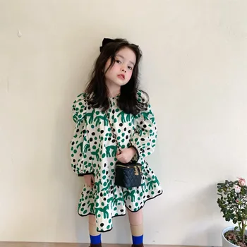 Fete Polka Dot Rochie 2022 Primavara-Vara Noi Fata de Copil coreean Cal de Imprimare Puff Maneca Rochii de 3-7Y Copii Printesa de Îmbrăcăminte