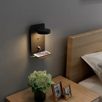 LED Lumini de Perete Cu Comutator Și Interfață USB de Moda Alb-Negru Lampă de Prindere Coridor, Culoar de Iluminat corp de Iluminat de Arta Wandlamp