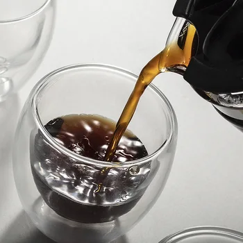 2-6 buc 80ML Perete Dublu Izolat Cupa de Sticla lucrate Manual Transparent de Cafea Espresso cu Lapte Bea Suc de Ceai de Apă Rezistente la Căldură Cani