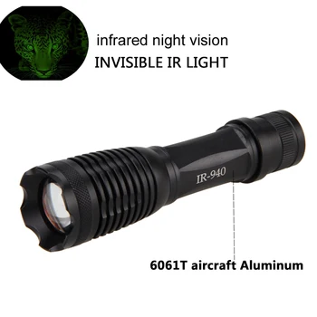 10w IR 940nm Lanterna Tactice LED Zoom Viziune de Noapte în Infraroșu Radiații se Concentreze Arma Lampa de Vânătoare Lanterna+Baterie 18650+Incarcator