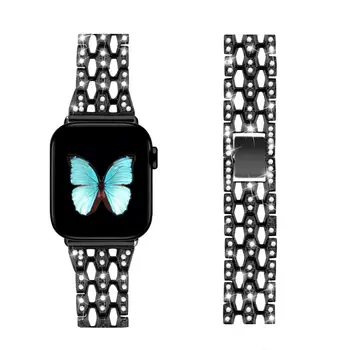Pentru Apple Watch 6 5 4 3 2 1 Curea din Otel Inoxidabil cu Trei Rânduri De Diamante iWatch 44MM 42MM 40MM 38MM Brățară Bandă de Oțel