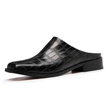 De lux de Afaceri Italian Jumătate de Papuci pentru Barbati din Piele de Moda Crocodil Om Formale Pantofi de Calitate Vară Alunecare pe Sandale