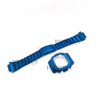 DW5600 Albastru Oțel Inoxidabil Ceas Curea Accesorii DW5000 DW5030 DW5035 Brățară de Metal de Sport în aer liber Bezel Watchbands