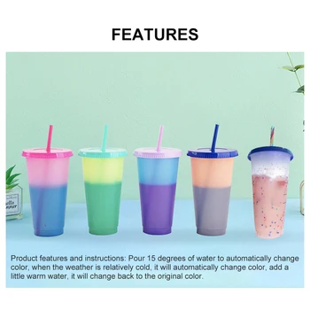 24oz de Schimbare a Culorii Cana Cu Pai Vara Băuturi Reci Călătorie Pahar Personalizat în aer liber Portabil Cana de Cafea de Craciun Cadouri