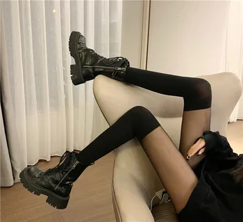 Sexy Mozaic de Culoare Femei Chilot Fals Ciorapi Coapse Mare de Stocare Culoare Negru de Mătase Șosete Stil Japonez JK Ciorap