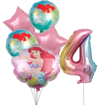 6PCS Disney Sirena Ariel Baloane Princess Balon de Folie 32Inch Numărul Fetita Roz Aer Baloes Petrecerea de Ziua Decor Jucarii Copii