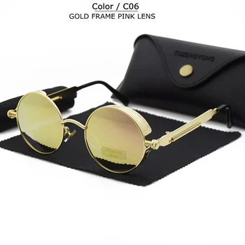TUZENGYONG Clasic in stil Gotic Steampunk ochelari de Soare Polarizat Bărbați Femei Vintage de Designer de Brand de Metal Rotund Ochelari de Soare UV400 T8028